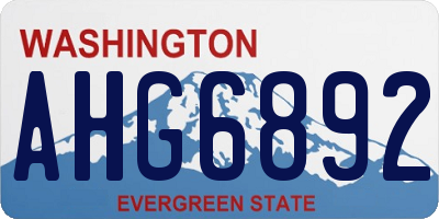 WA license plate AHG6892
