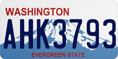 WA license plate AHK3793