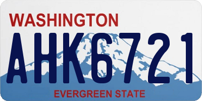 WA license plate AHK6721