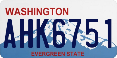 WA license plate AHK6751