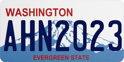 WA license plate AHN2023
