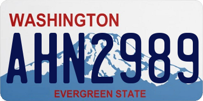 WA license plate AHN2989