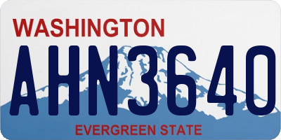 WA license plate AHN3640
