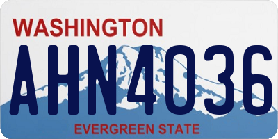 WA license plate AHN4036