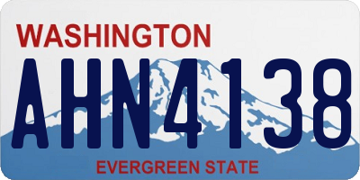 WA license plate AHN4138