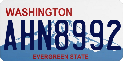 WA license plate AHN8992