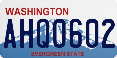 WA license plate AHQ0602