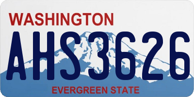 WA license plate AHS3626