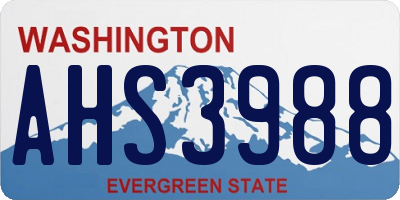 WA license plate AHS3988