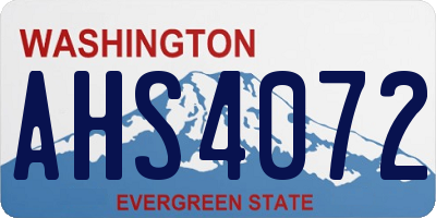 WA license plate AHS4072