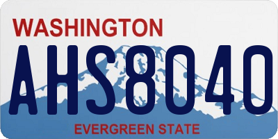 WA license plate AHS8040