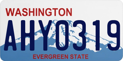 WA license plate AHY0319