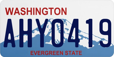 WA license plate AHY0419