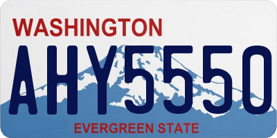 WA license plate AHY5550