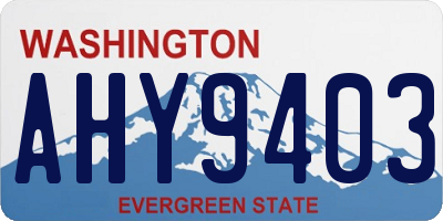 WA license plate AHY9403