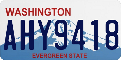 WA license plate AHY9418