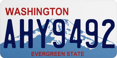 WA license plate AHY9492