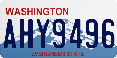 WA license plate AHY9496