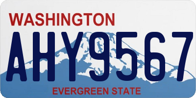 WA license plate AHY9567