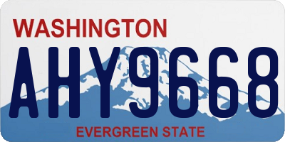 WA license plate AHY9668