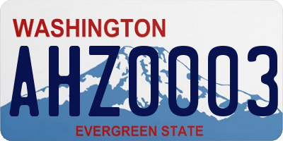 WA license plate AHZ0003