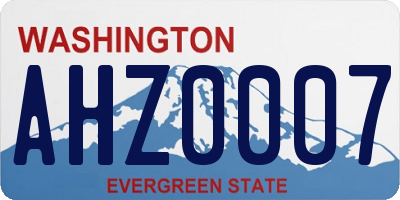 WA license plate AHZ0007