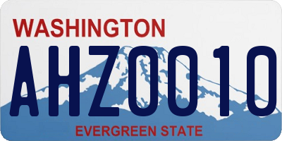 WA license plate AHZ0010