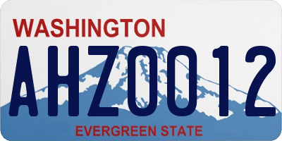 WA license plate AHZ0012