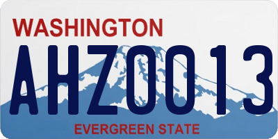 WA license plate AHZ0013