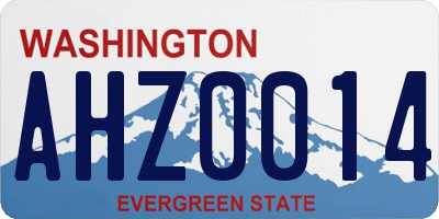 WA license plate AHZ0014