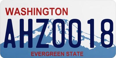 WA license plate AHZ0018
