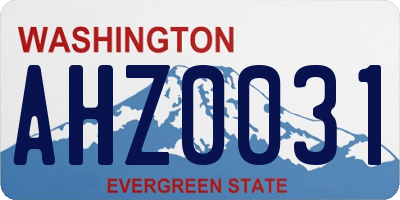 WA license plate AHZ0031