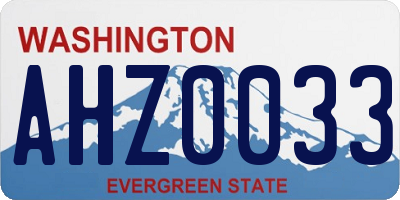 WA license plate AHZ0033