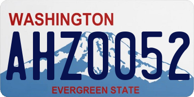 WA license plate AHZ0052