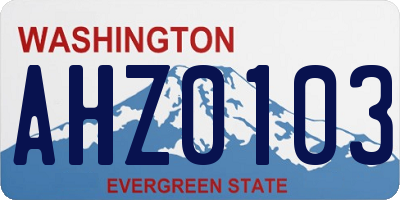 WA license plate AHZ0103