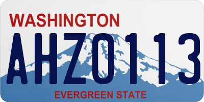WA license plate AHZ0113