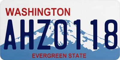 WA license plate AHZ0118