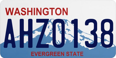 WA license plate AHZ0138