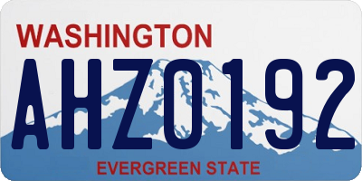 WA license plate AHZ0192