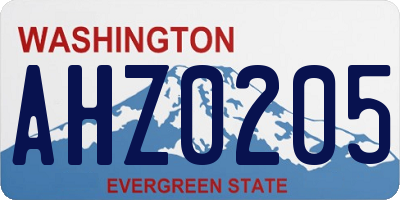 WA license plate AHZ0205