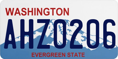 WA license plate AHZ0206