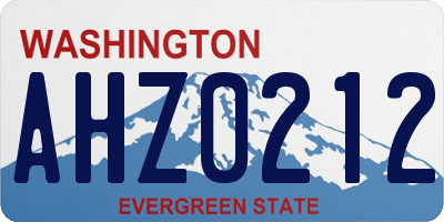 WA license plate AHZ0212