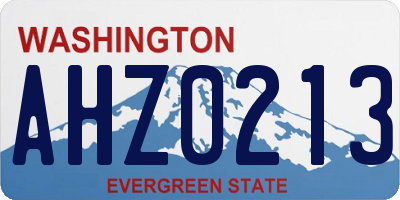 WA license plate AHZ0213