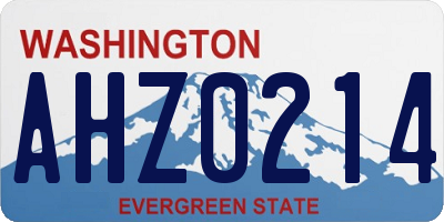 WA license plate AHZ0214
