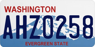 WA license plate AHZ0258