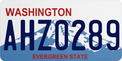 WA license plate AHZ0289