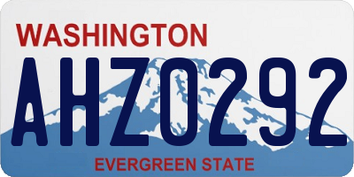 WA license plate AHZ0292