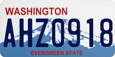 WA license plate AHZ0918