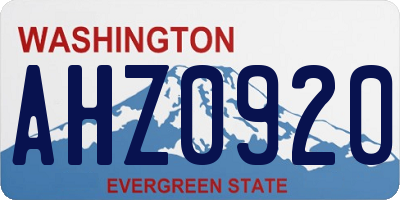WA license plate AHZ0920