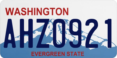 WA license plate AHZ0921